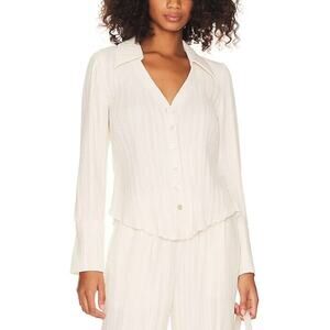 Song Of Style 'Irina' White Plisse Shirt Size S